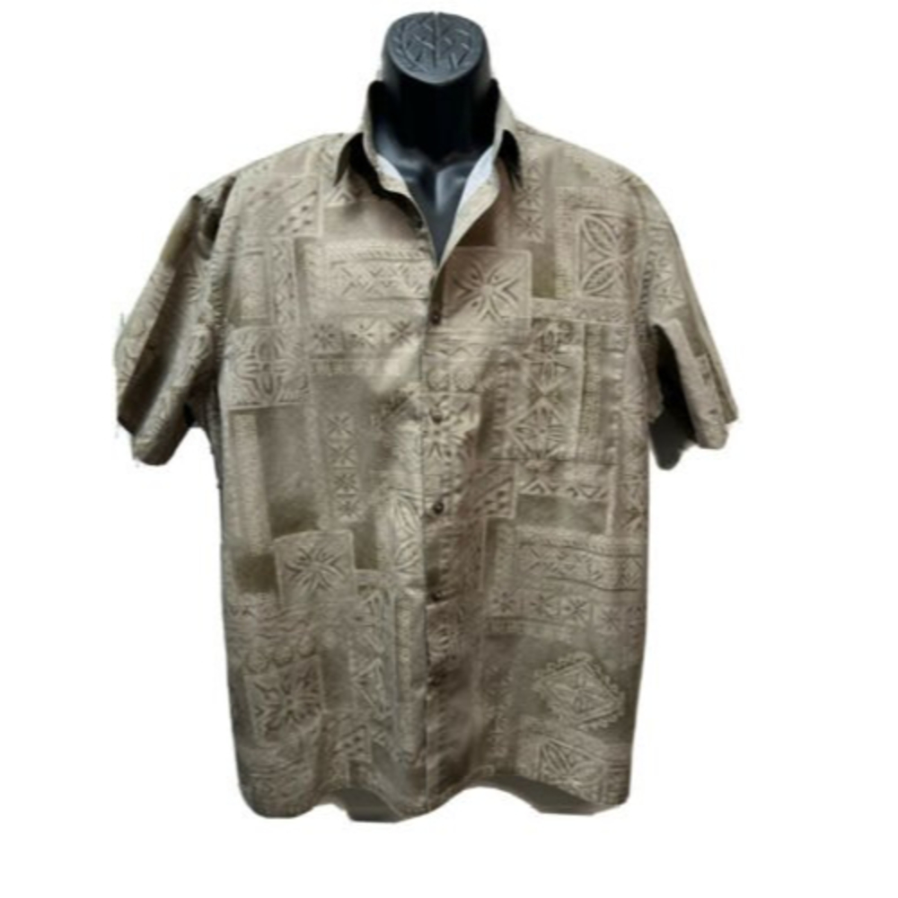 Men's ISLAND SHORES Hawaiian Tropical Palm Tree Shirt L (44in Chest 31L) B019